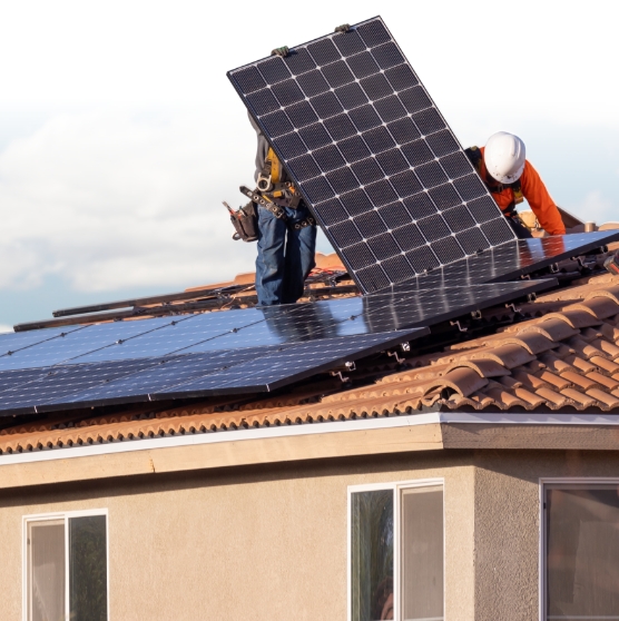 a solar panel being installed